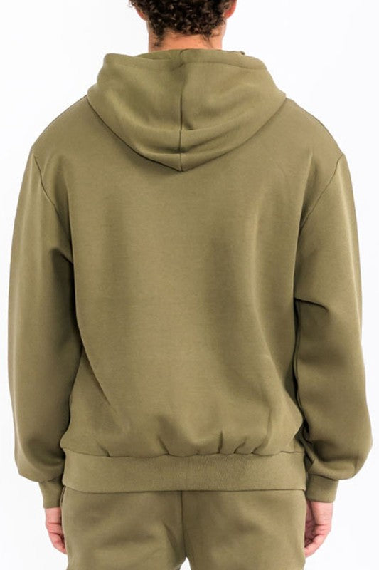 Sudadera con capucha de felpa técnica sólida para hombres