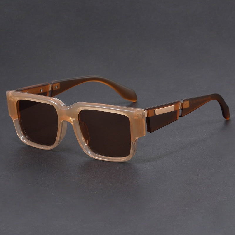 Lunettes de soleil carrées épaisses bleu gris - Style rétro
