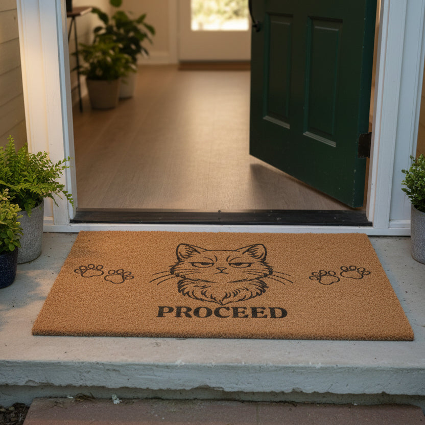 Proceed Judgy Cat Welcome Mat – Perfect for Cat Lovers