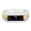 Men's 14K Yellow Gold Plated Sterling Silver Black Diamond Band Ring