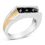 Men's 14K Yellow Gold Plated Sterling Silver Black Diamond Band Ring