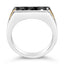 Men's 14K Yellow Gold Plated Sterling Silver Black Diamond Band Ring