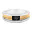 Bague en anneau pour homme en argent sterling plaqué or jaune 14K avec diamant noir