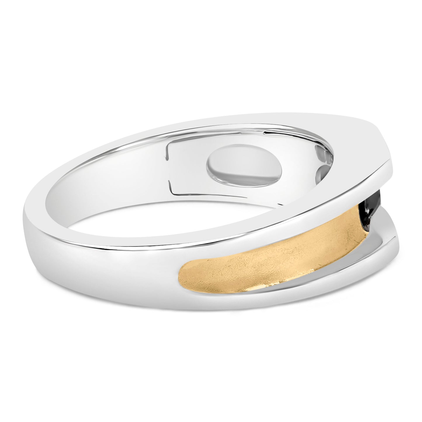 Bague en anneau pour homme en argent sterling plaqué or jaune 14K avec diamant noir