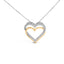 Collar con Colgante de Doble Corazón de Diamante Baño de Oro de 14K