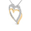 Collar con Colgante de Doble Corazón de Diamante Baño de Oro de 14K