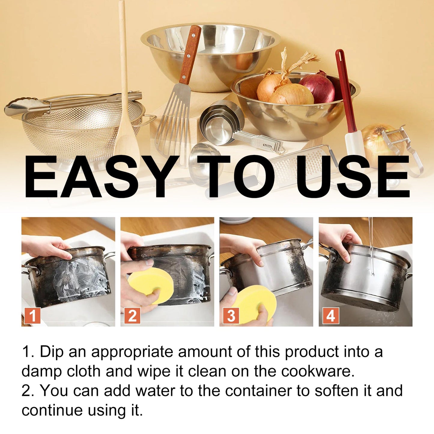 Cookware Cleaner, Kitchen Faucet To Remove Dirt And Water Stains Stainless Steel Rust Cleaning Agent - Korvel