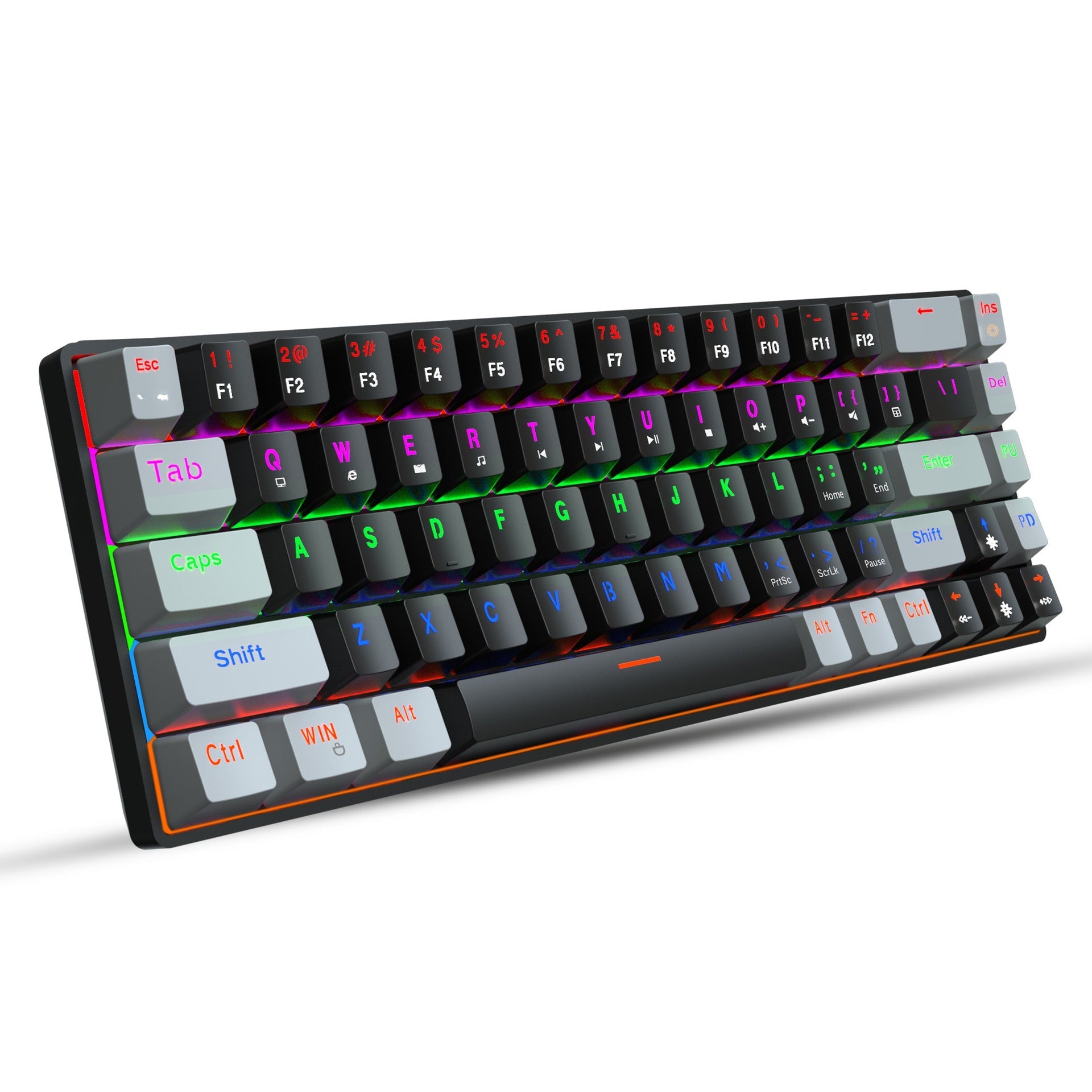 New 68 key RGB luminous esports game with blue and red axis mechanical keyboard laptop MAC 60% - Korvel