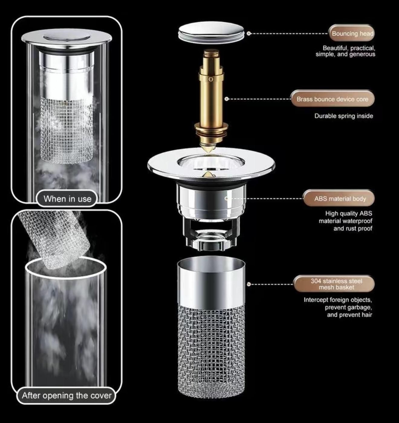 Attrapeur de Drain Sans Obstruction - Solution Universelle pour Évier