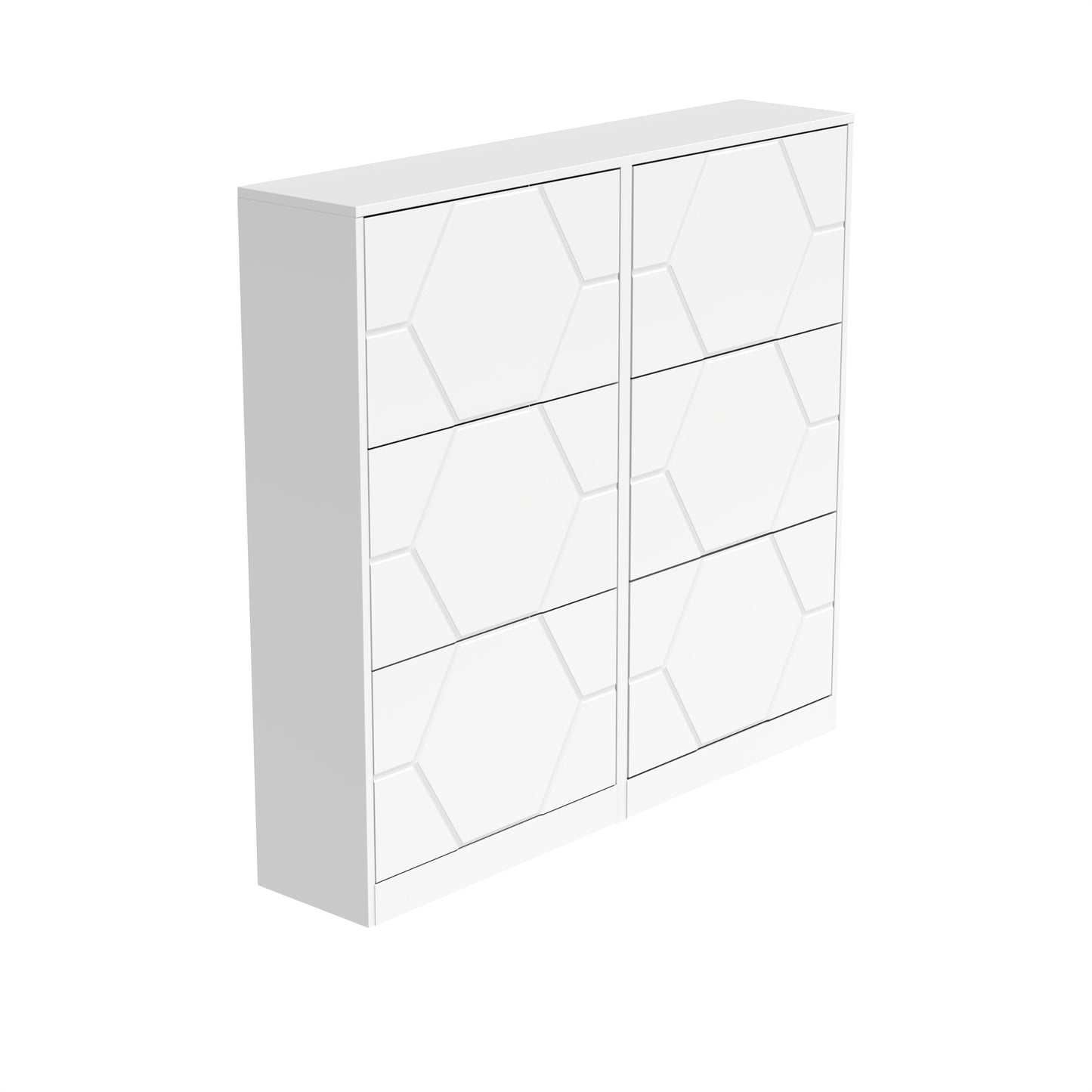 Shoe Storage Cabinet for Entryway, 6 Tiers Shoe Organizer with Carved Panels Vertical Shoe Cabinet for Front Door Entrance - Korvel