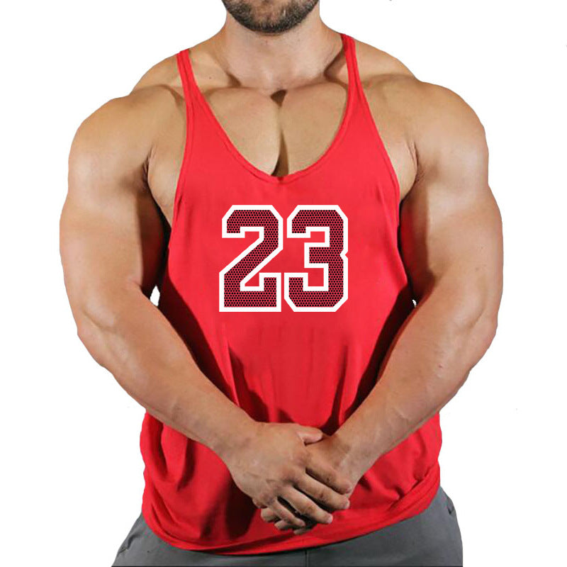 Sportswear vest men's round neck men's cotton vest loose shoulder sleeveless basketball suit - Korvel