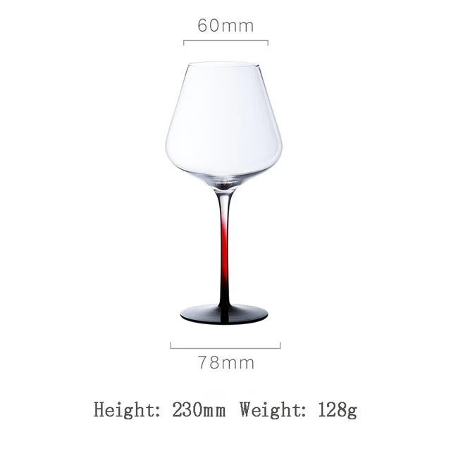 Elegant Black and Red Bow Tie Burgundy Wine Glass