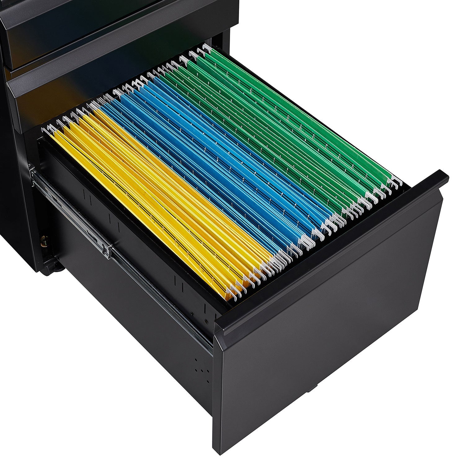 Locked three drawer storage mobile metal filing cabinet with pre installed wheels under the desk filing cabinet - Korvel