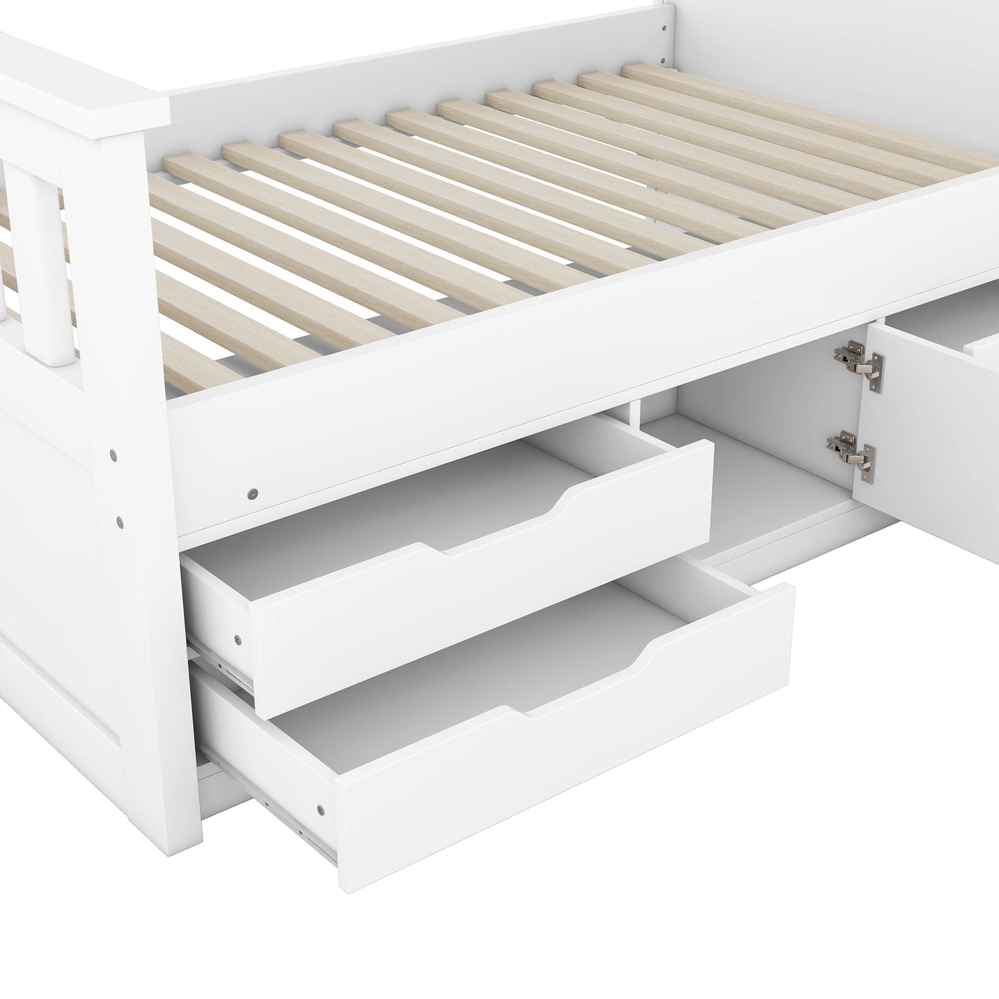 Cama plataforma tamaño twin Captain con almacenamiento en blanco