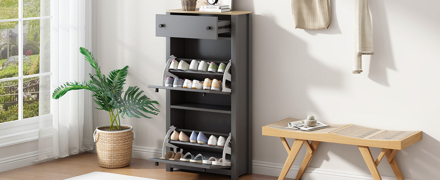 Organizador de Entrada Funcional ONTREND con 2 Cajones Plegables - Gris