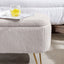 Ivory White Storage Ottoman Bench with Gold Legs