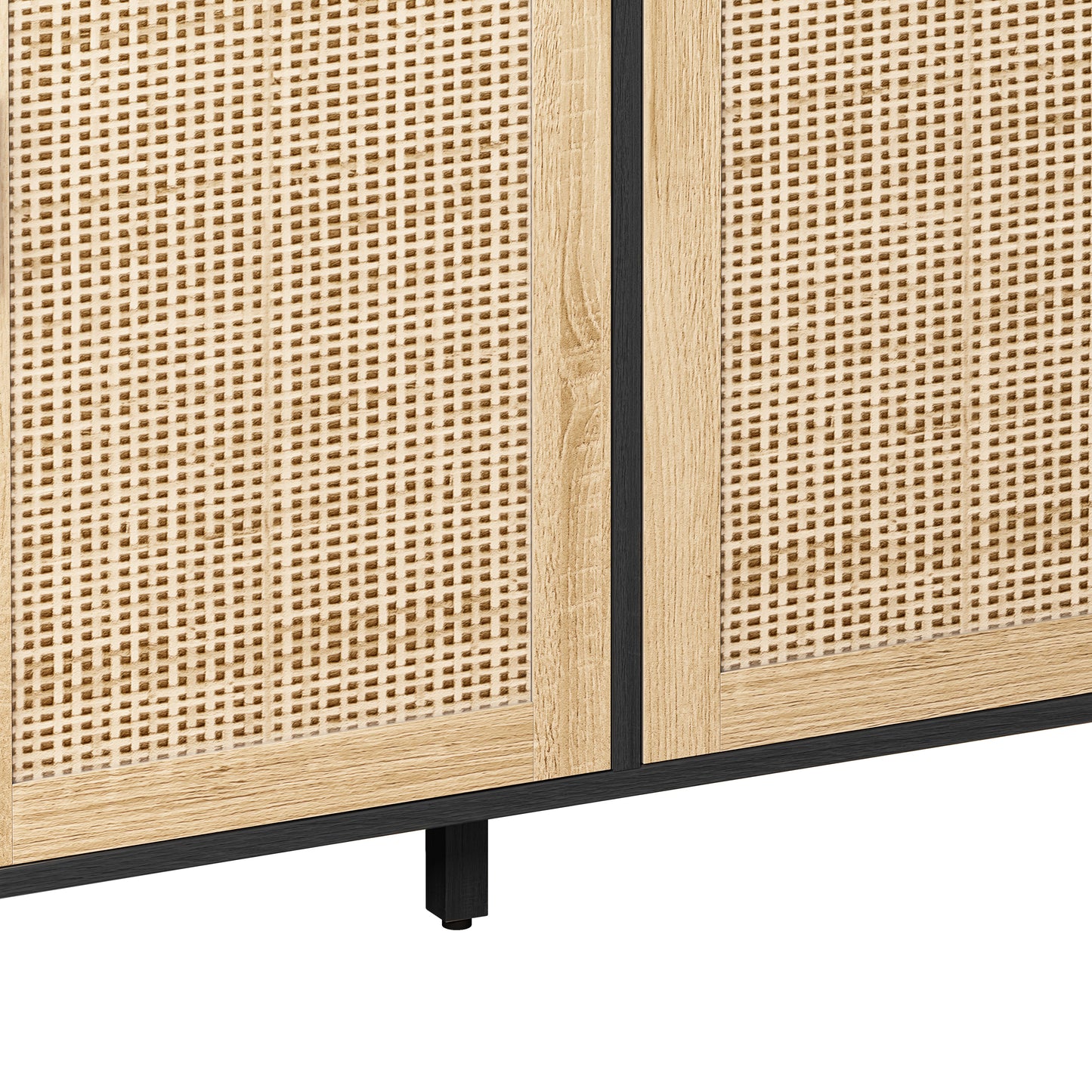 62.20"Elegant and Functional 4-Door Rattan Decorative Storage Cabinet,for Bedroom,Living Room,Office,Easy Assembly,Black - Korvel
