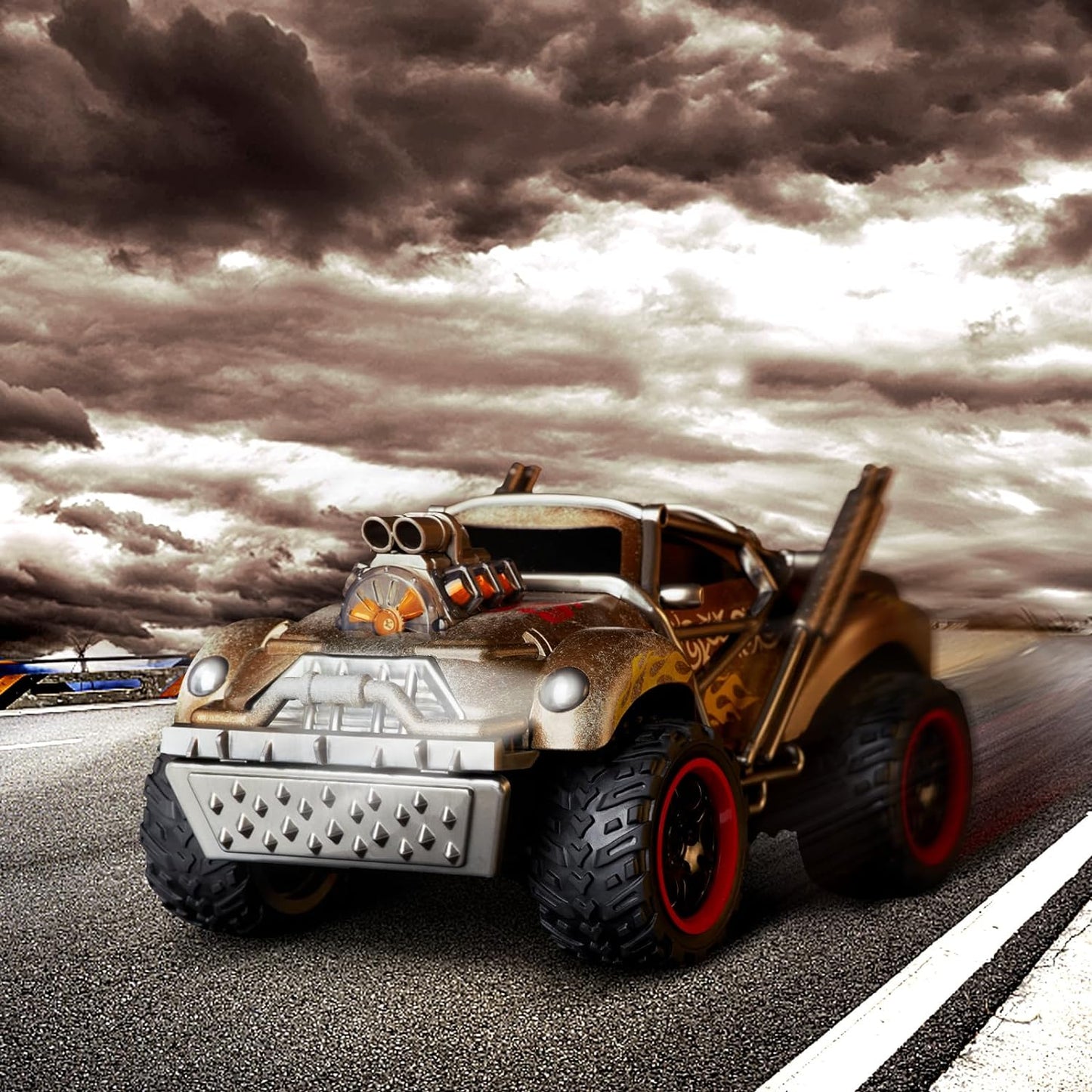 Wasteland Style 1:14 Scale 2.4GHz Model Racing Remote Control Car Hobby Electric RC Car Toys for Boys and Adults (Golden) - Korvel