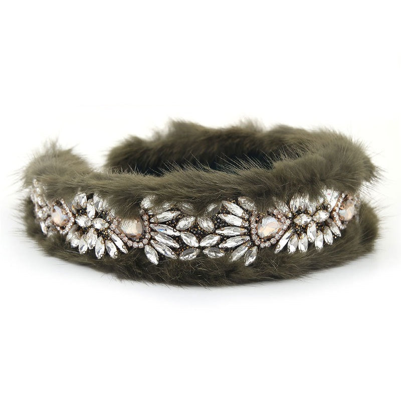 Versatile glass diamond full diamond mink velvet hair accessory - Korvel