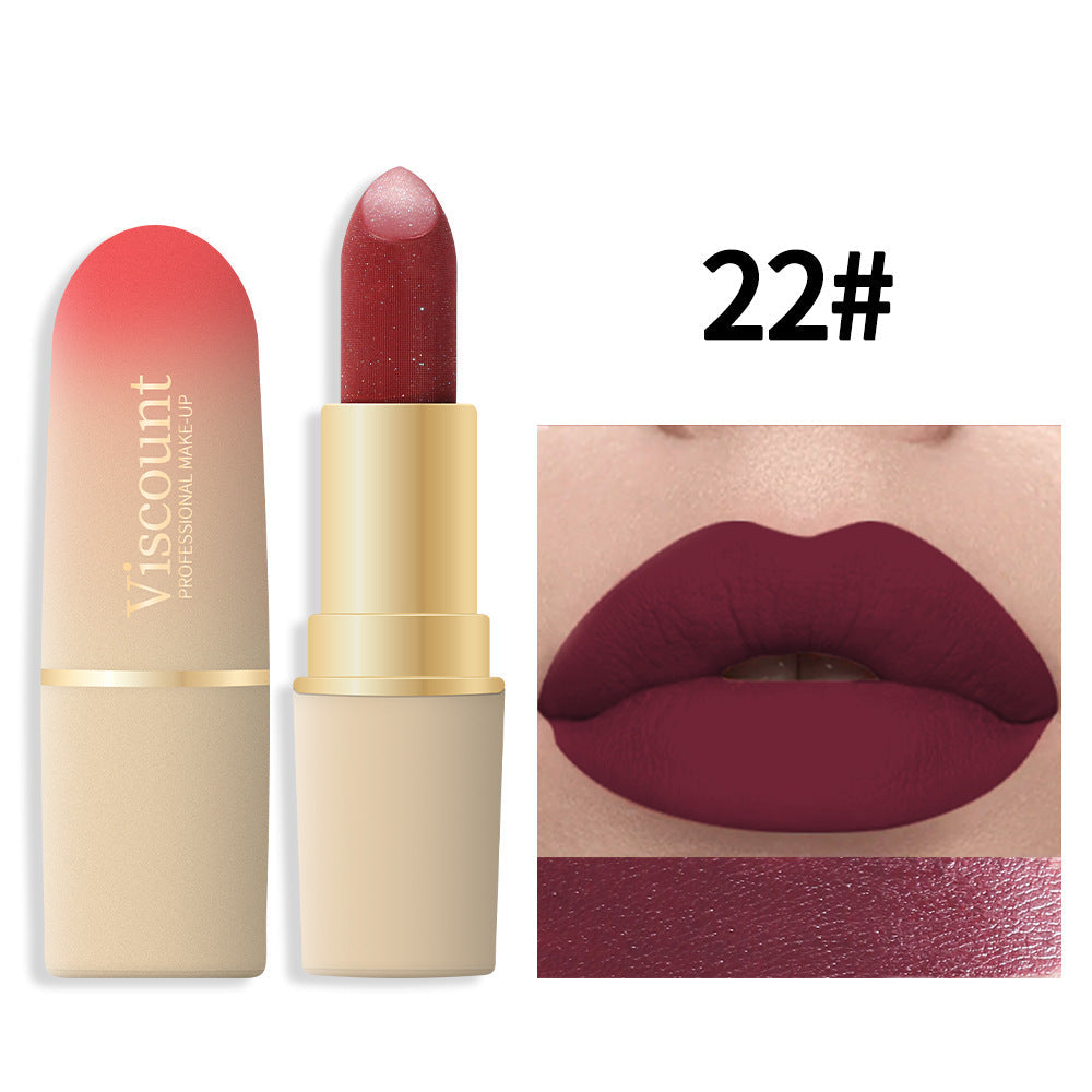Waterproof And Durable Lipstick Velvet Fine Glitter Matte Lip And Cheek Dual-Use Lipstick - Korvel