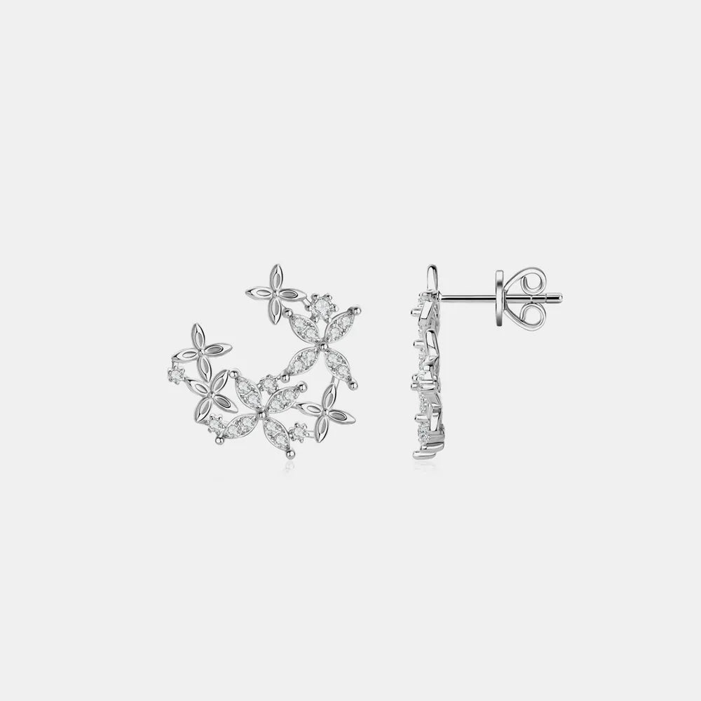 925 Sterling Silver Moissanite Lucky Clover Earrings - Korvel