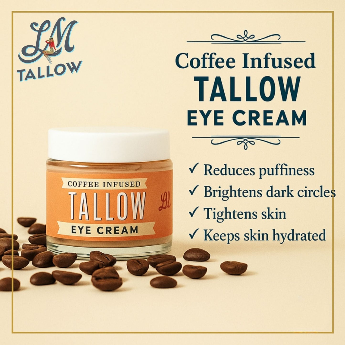 Crema para Ojos de Tallow Infundida con Café Lady May