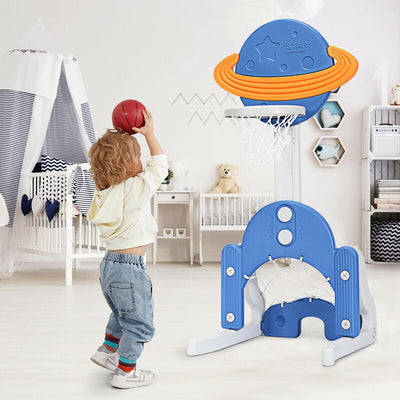 Ensemble de panier de basketball ajustable 3 en 1 pour enfants - Bleu