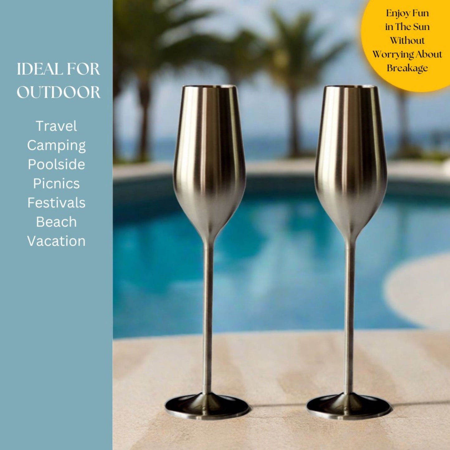 Elegant Stainless Steel Champagne Flutes (Set of 2) - Korvel