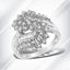 Bague cocktail en or blanc 10K avec diamants ronds et baguette - Taille 7