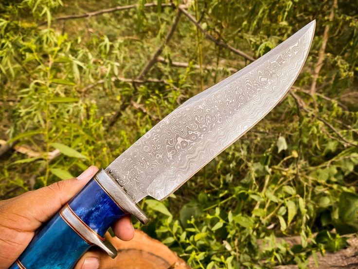 Custom 14-Inch Damascus Steel Bowie Knife with Colored Bone Handle & Leather Sheath | KBS Knives - Korvel