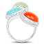9.50 Carat Multi Stone .925 Sterling Silver Bypass Ring
