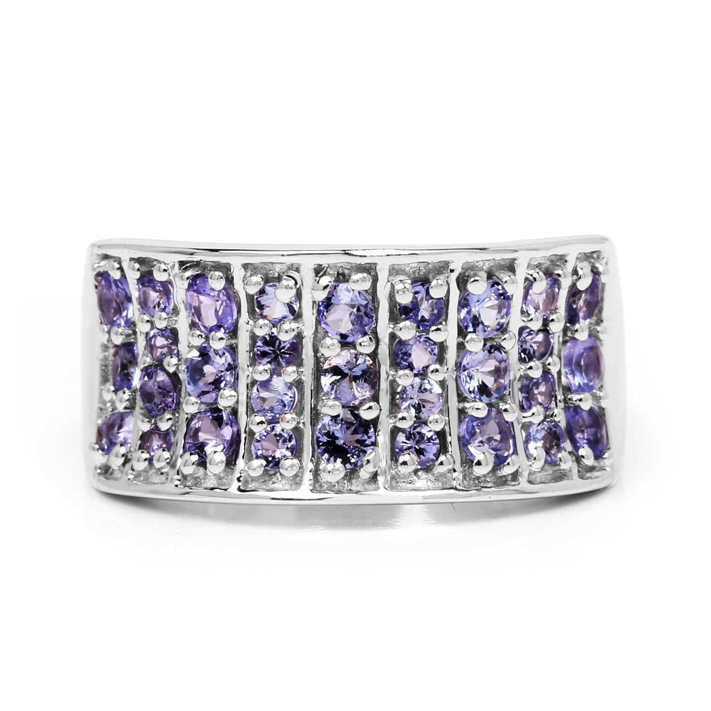 1.23 Carat Genuine Tanzanite Cluster Ring in Sterling Silver