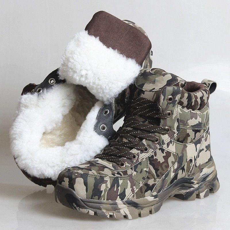 Men's Premium Cowhide Thick Snow Boots for Winter