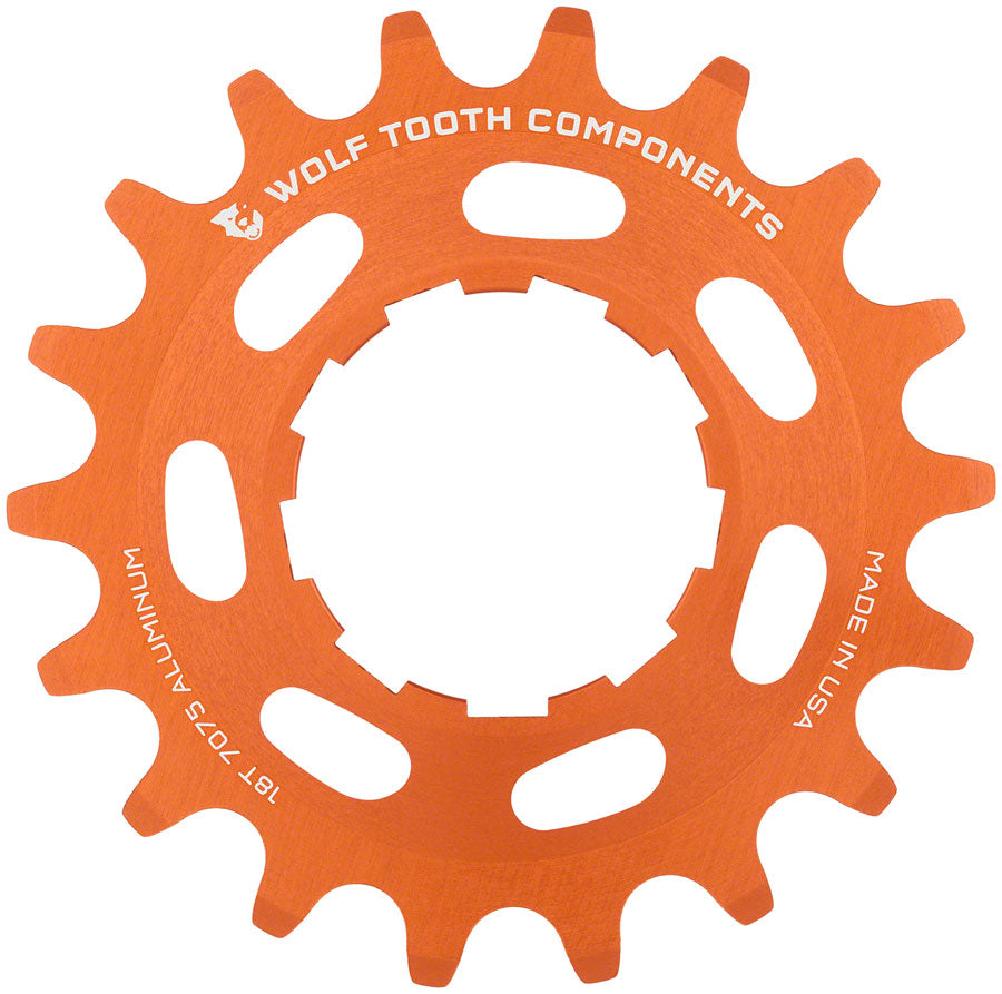 Engranaje de Aluminio de Velocidad Única Wolf Tooth - 18t para Cadenas de 3/32" - Naranja