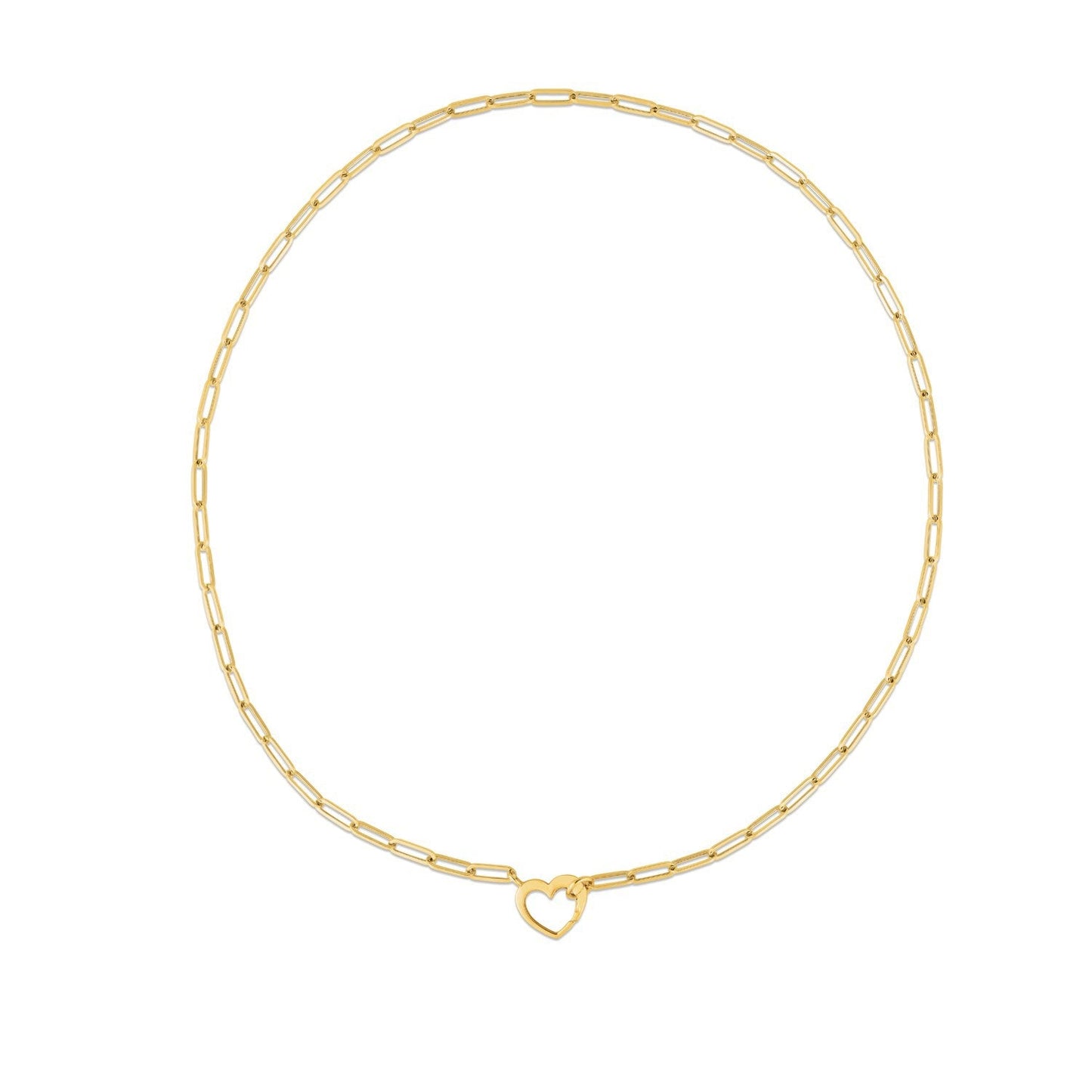 Collar de eslabones de papel con elemento en forma de corazón de oro amarillo de 14k