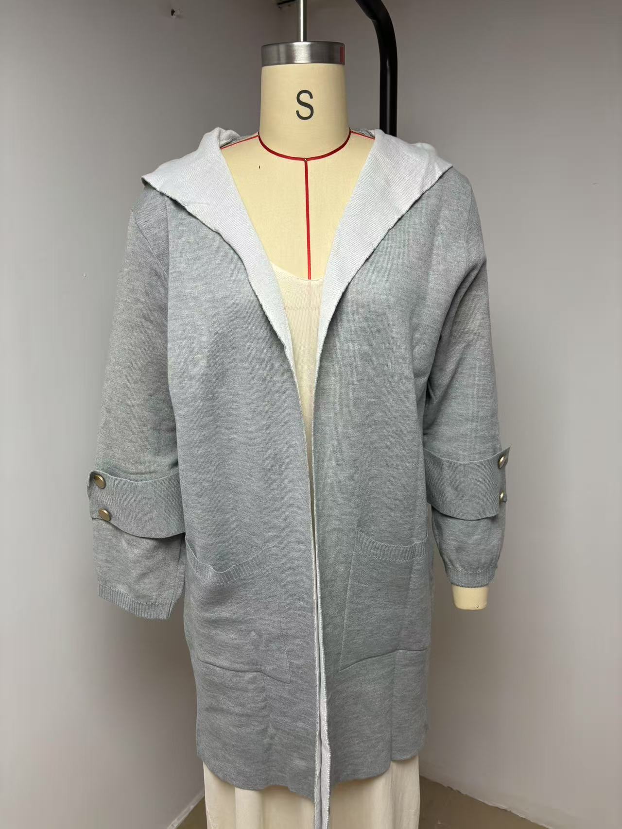 Manteau Cardigan Contrast Élégant pour Femmes avec Capuche