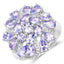 Elegant Tanzanite Cluster Ring in Sterling Silver