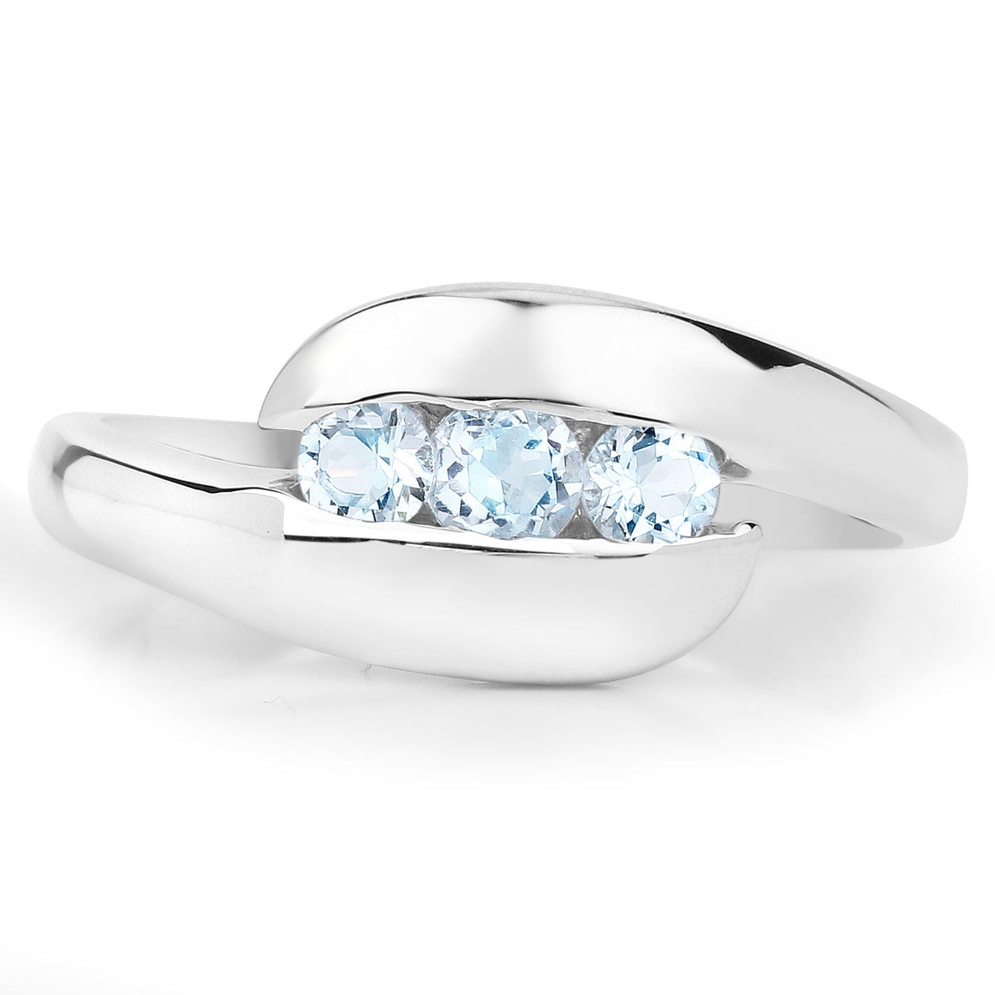0.74 Carat Genuine Blue Topaz Sterling Silver Bypass Ring