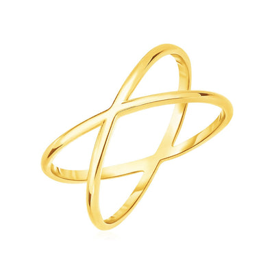 14k Yellow Gold Polished X Profile Engagement Ring
