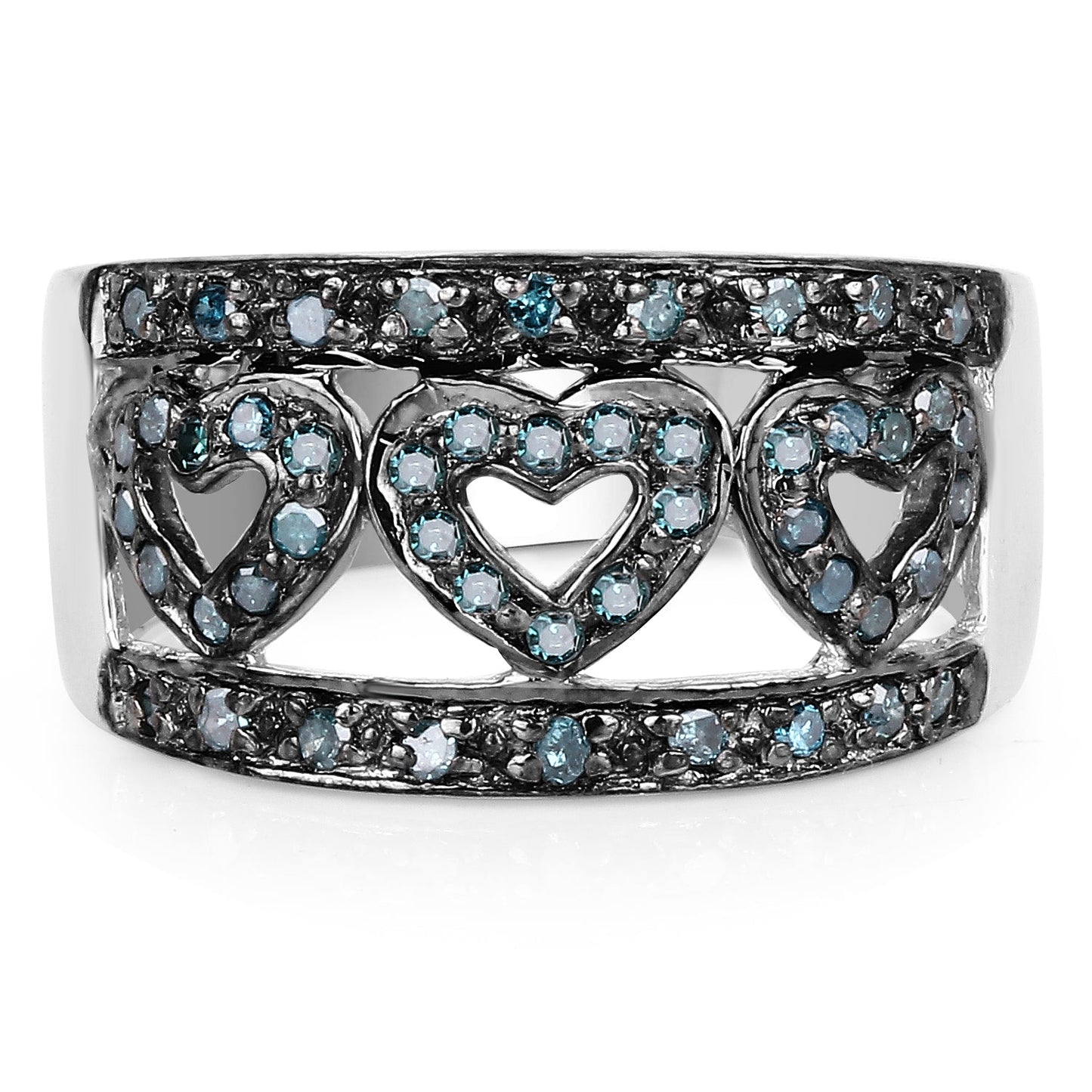 Bague de fiançailles en argent sterling avec diamant bleu véritable de 0,32 carat