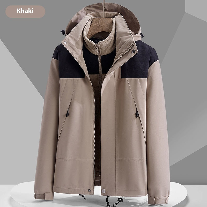 Unisex Colorblock Hooded Windbreaker Jacket with Pockets