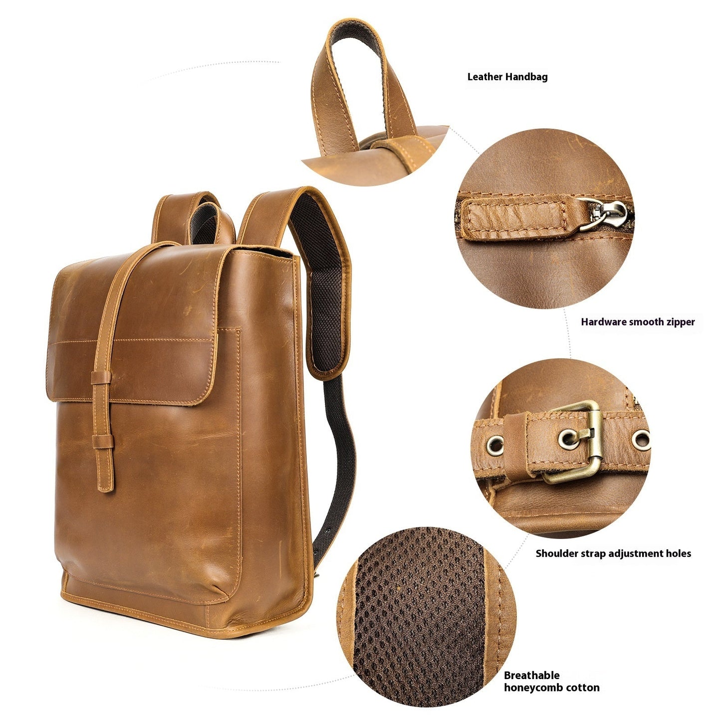 Sac à dos de voyage en cuir premium pour ordinateur portable