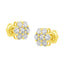 Pendientes de Flor de Diamante de Oro Amarillo de 14K - 1.0 Cttw