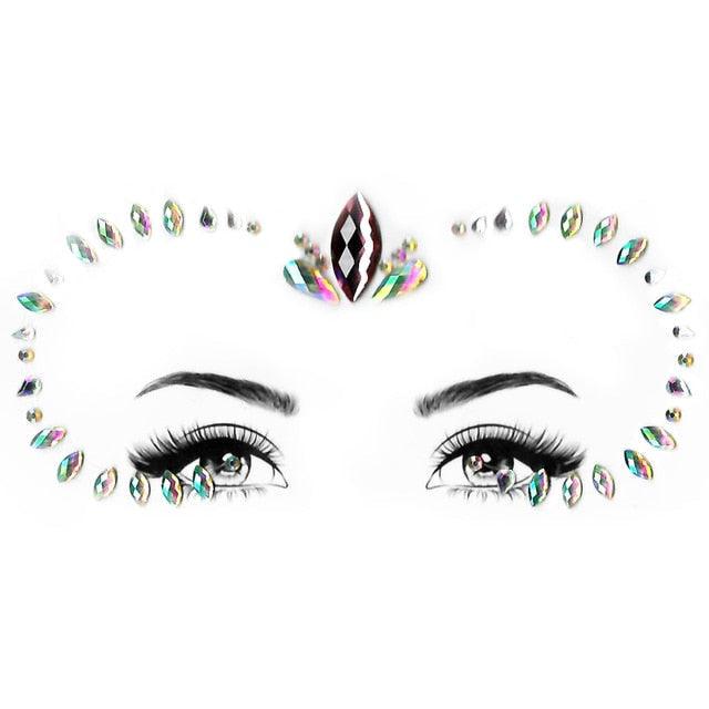 Joyas de Cara Brillantes - 23 Conjuntos de Pegatinas de Maquillaje Temporales