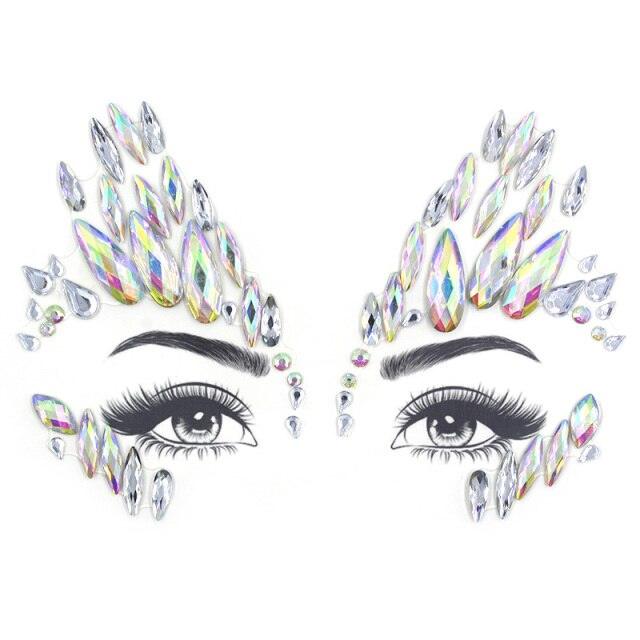 Joyas de Cara Brillantes - 23 Conjuntos de Pegatinas de Maquillaje Temporales