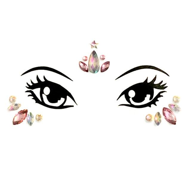 Joyas de Cara Brillantes - 23 Conjuntos de Pegatinas de Maquillaje Temporales