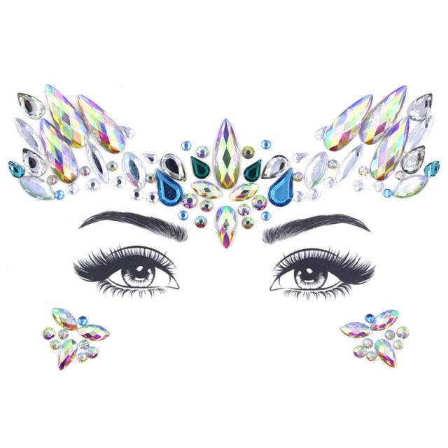 Joyas de Cara Brillantes - 23 Conjuntos de Pegatinas de Maquillaje Temporales