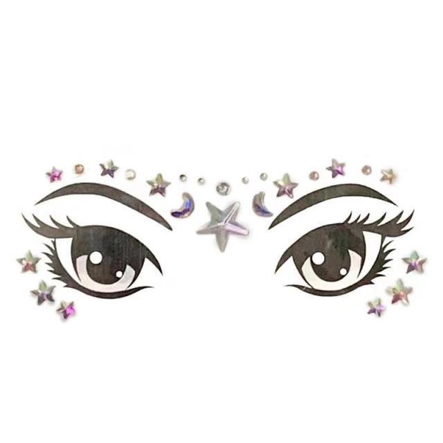 Joyas de Cara Brillantes - 23 Conjuntos de Pegatinas de Maquillaje Temporales
