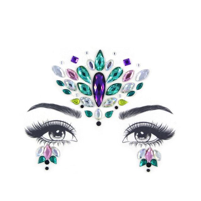 Joyas de Cara Brillantes - 23 Conjuntos de Pegatinas de Maquillaje Temporales