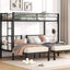 Twin over Twin & Twin Bunk Beds for 3, Twin XL over Twin & Twin Bunk Bed Metal Triple Bunk Bed, Black - Korvel